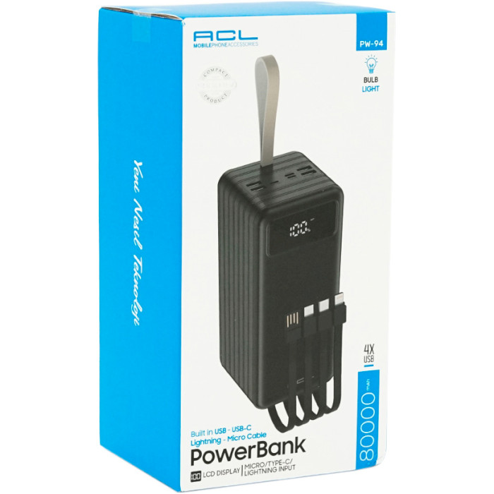 Повербанк ACL PW-94 80000mAh Black