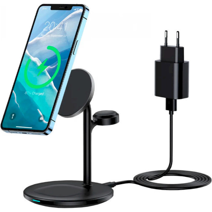 Бездротовий зарядний пристрій CHOETECH T585-F 3-in-1 Magnetic Wireless Charger Station Black