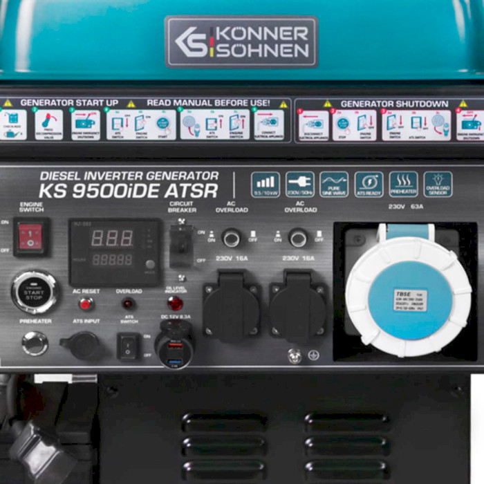 Дизельний інверторний генератор KONNER&SOHNEN KS 9500iDE ATSR