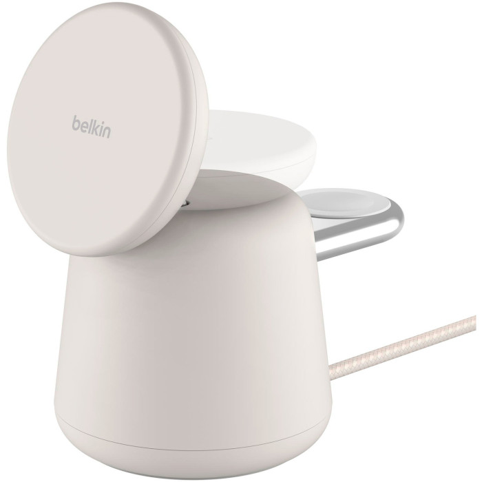 Бездротовий зарядний пристрій BELKIN Boost Up Charge Pro 2-in-1 Wireless Charger Dock with MagSafe 15W Sand Mass (WIZ020VFH37)