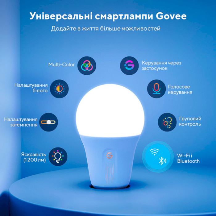 Розумна лампа GOVEE H6004 Wi-Fi & Bluetooth RGBWW Smart LED Bulb E27 9W 2700-6500K (H6004CC1)