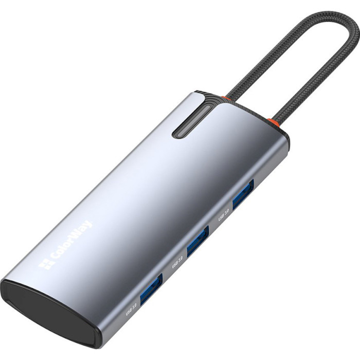 Сетевой адаптер с USB-хабом COLORWAY 5-in-1 USB-C to 1xHDMI, 3xUSB3.0, PD100W (CW-HUB01)