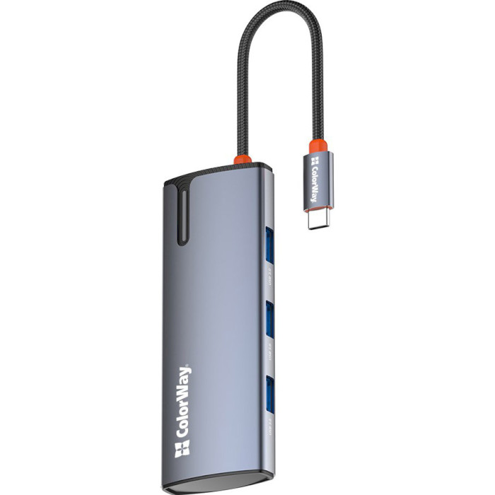 Сетевой адаптер с USB-хабом COLORWAY 5-in-1 USB-C to 1xHDMI, 3xUSB3.0, PD100W (CW-HUB01)