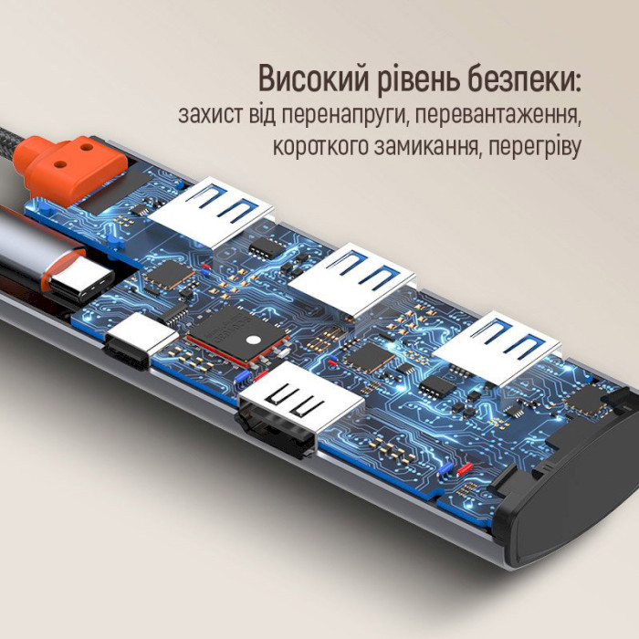 Мережевий адаптер з USB-хабом COLORWAY 5-in-1 USB-C to 1xHDMI, 3xUSB3.0, PD100W (CW-HUB01)