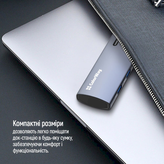 Мережевий адаптер з USB-хабом COLORWAY 5-in-1 USB-C to 1xHDMI, 3xUSB3.0, PD100W (CW-HUB01)