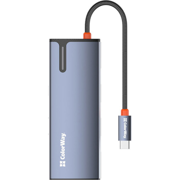 Сетевой адаптер с USB-хабом COLORWAY 6-in-1 USB-C to 1xHDMI, 3xUSB3.0, PD100W, LAN (CW-HUB02)