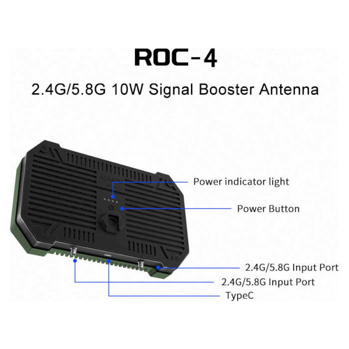 Підсилювач сигналу ACASOM ROC-4 Green 2.4G/5.8G 10W 8000mAh