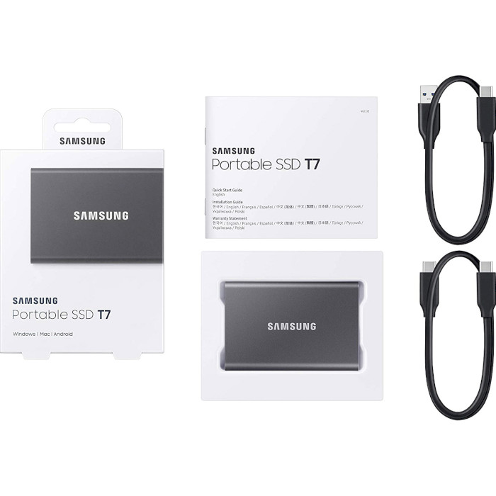 Портативный SSD диск SAMSUNG T7 1TB USB3.2 Gen1 Titan Gray (MU-PC1T0T/AM)