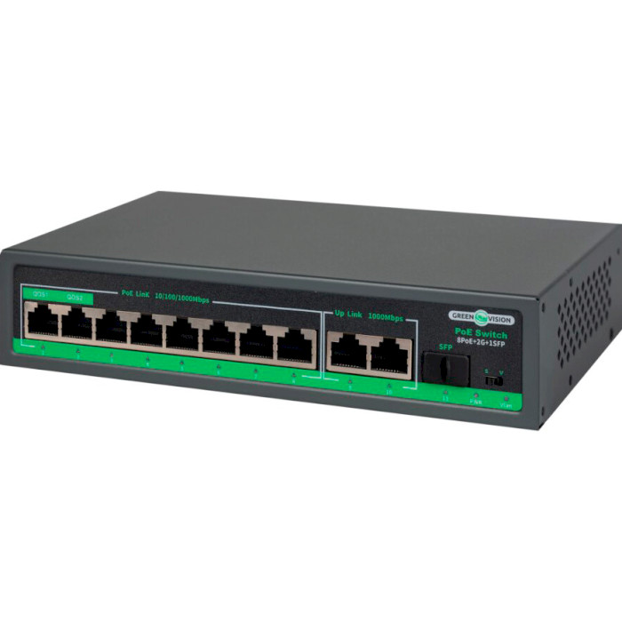 Коммутатор GREENVISION GV-018-D-08G+2PG+1SFP