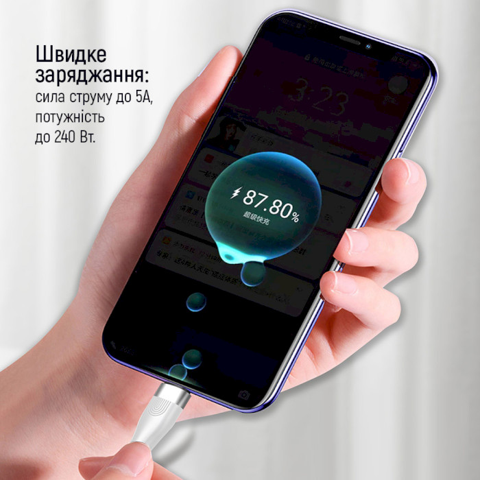 Кабель COLORWAY PD Fast Charging Type-C 240W 5A 1м White (CW-CBPDCC065-WT)