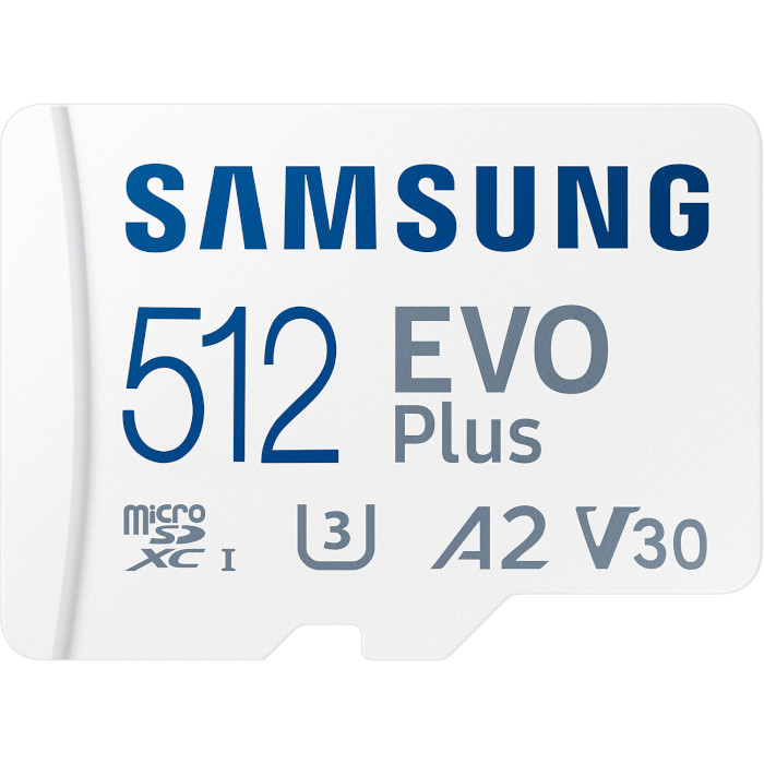 Карта памяти SAMSUNG microSDXC EVO Plus 512GB UHS-I U3 V30 A2 Class 10 + SD-adapter (MB-MC512SA/EU)