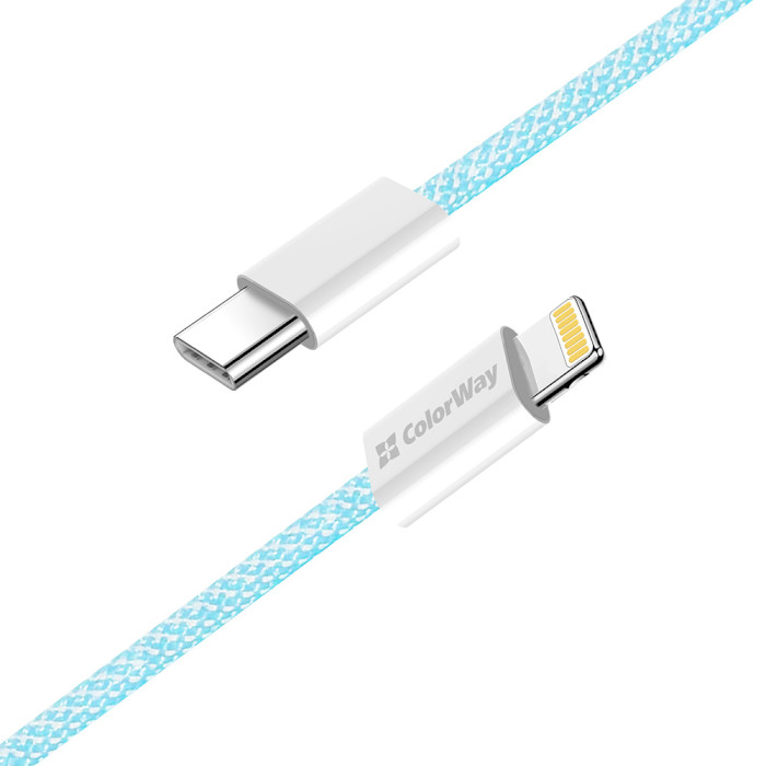 Кабель COLORWAY USB-C to Lightning 3A 1м Blue (CW-CBPDCL061-BL)