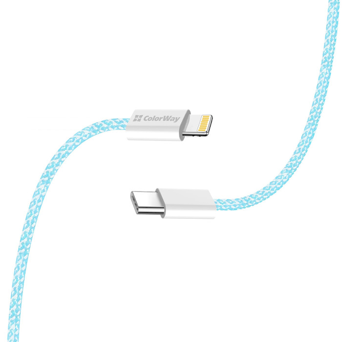 Кабель COLORWAY USB-C to Lightning 3A 1м Blue (CW-CBPDCL061-BL)