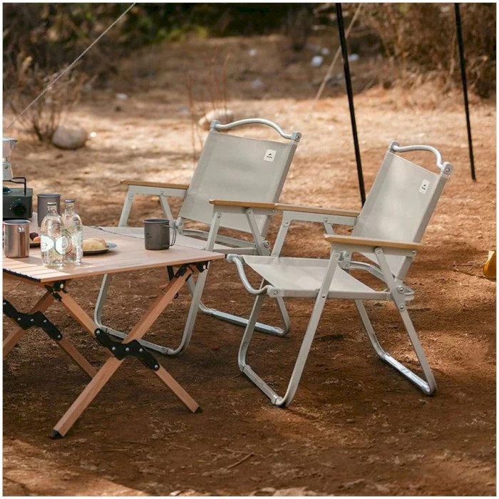 Стілець складаний NATUREHIKE CNK2300JU012 Outdoor Folding Chair with Detachable Footrest Beige (6976023926877)