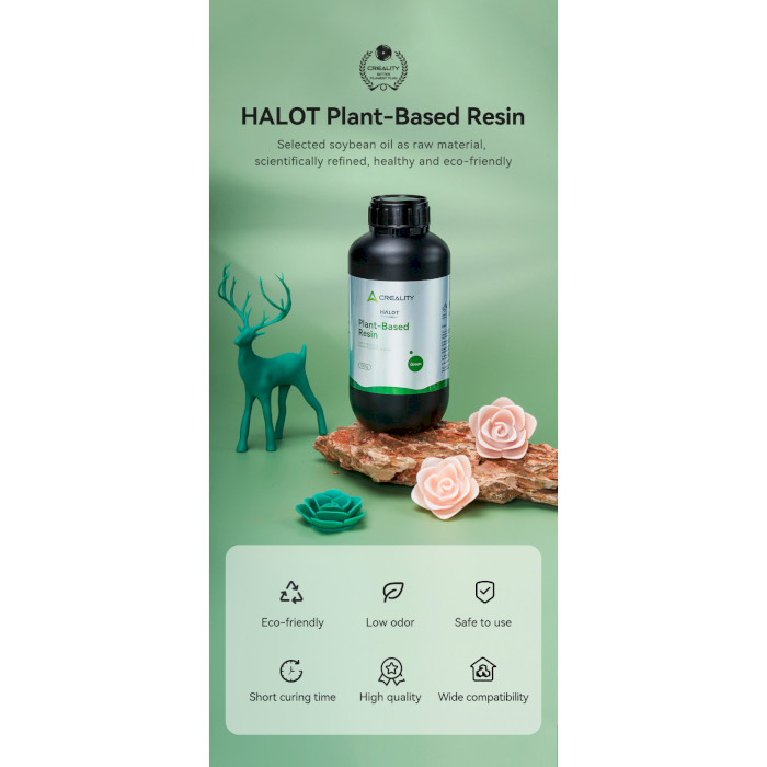 Фотополимерная резина для 3D принтера CREALITY Halot Plant-Based Resin, 1кг, Green (3302130005)