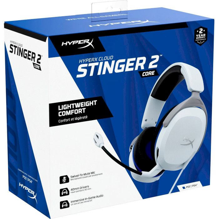 Ігрові навушники HYPERX Cloud Stinger 2 Core for PS5/PS4 for PS4 White (6H9B5AA)