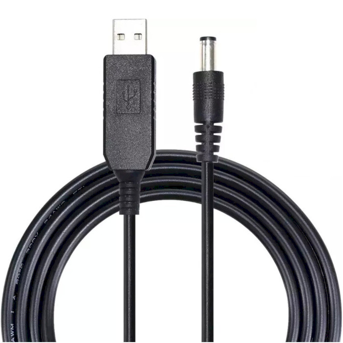 Кабель живлення USB to DC 5.5x2.1mm 12V 1м Black (USBDC512V)