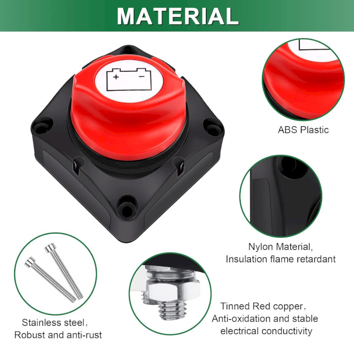 Вимикач зовнішнього монтажу BOLATUS VH68 Battery Switch 12-48V 275A