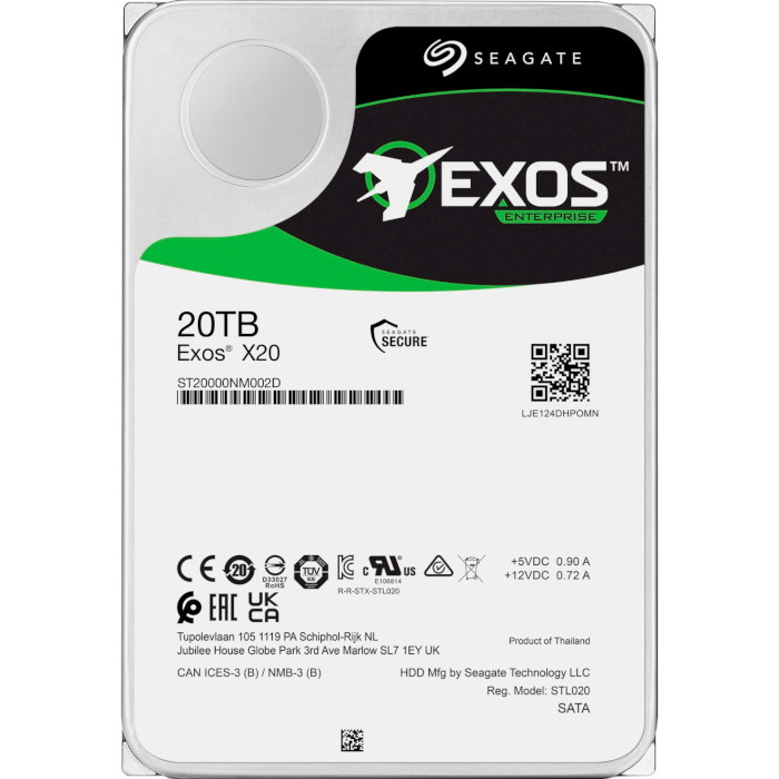 Жёсткий диск 3.5" SEAGATE Exos X20 20TB SAS 7.2K (ST20000NM002D)