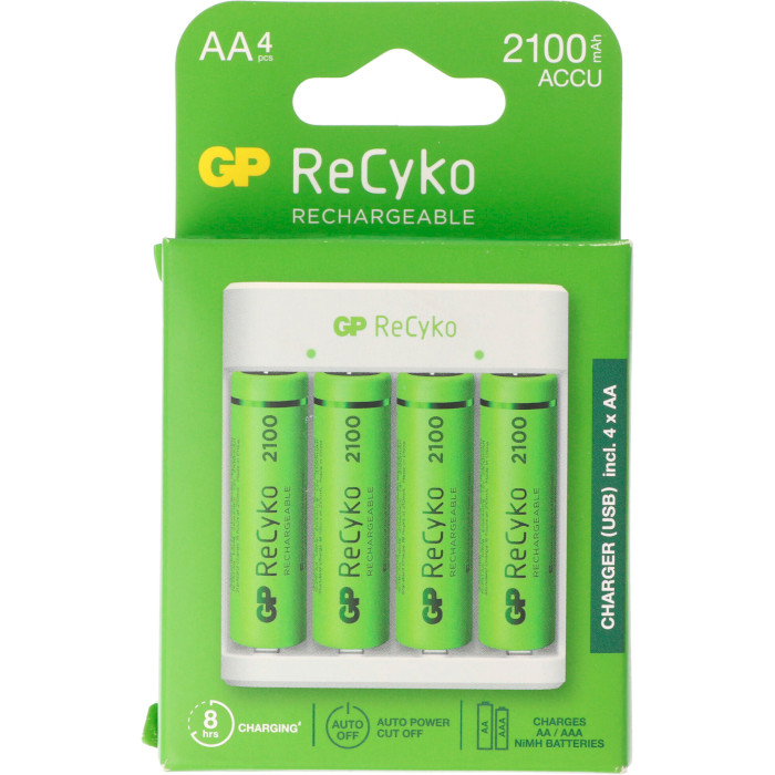 Зарядний пристрій GP ReCyko E411 + 4xAA 2100 mAh (GPE411 210AAHCN-2B4)