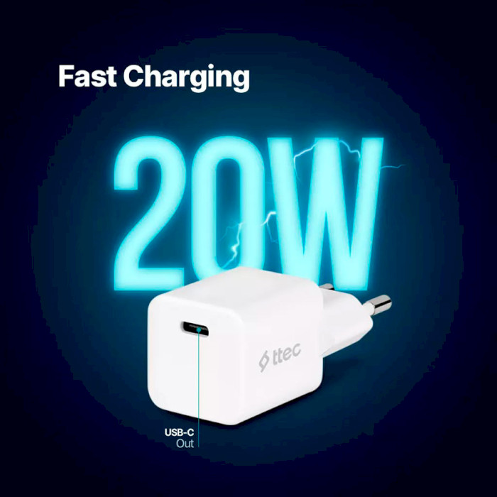 Зарядний пристрій TTEC SmartCharger 20W PD White (2SCP01B)