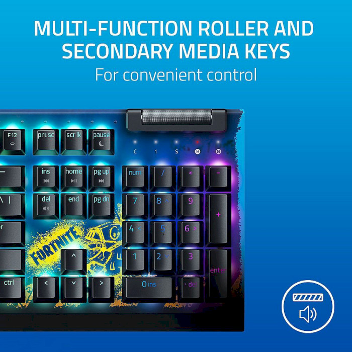 Клавіатура RAZER BlackWidow V4 X Yellow Switch Fortnite Edition (RZ03-04703600-R3M1)