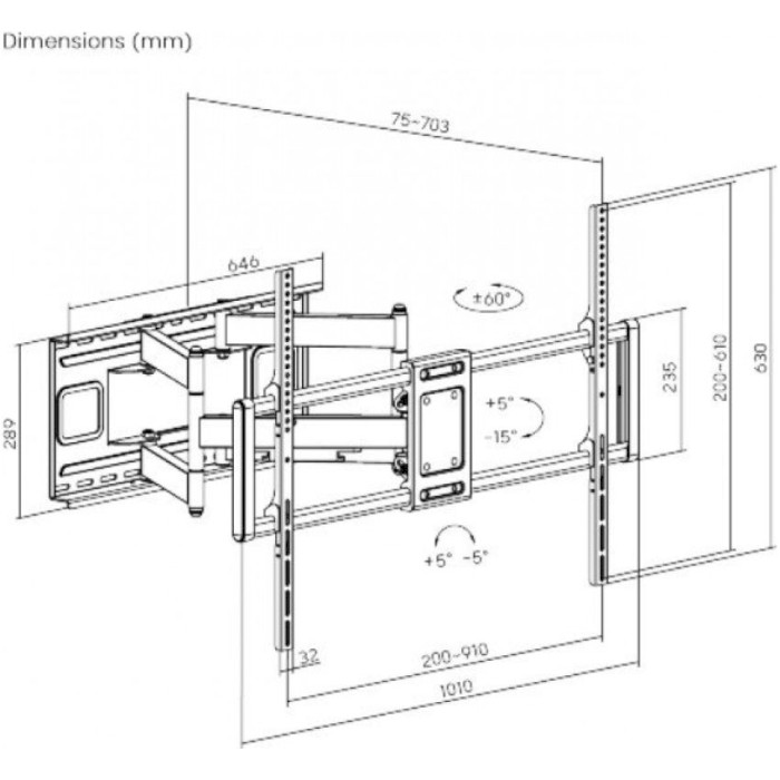 Крепление настенное для ТВ GEMBIRD WM-120ST-01 60"-120" Black