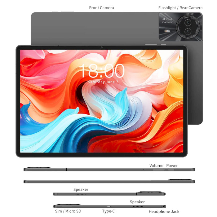 Планшет TECLAST T50 Plus 6/256GB Gray (G2A1/TL-112546)