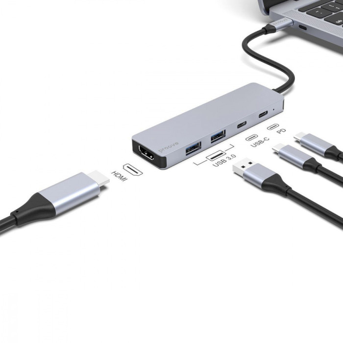 Порт-репликатор PROOVE Iron Link 5-in-1 HDMI, USB-C, 2xUSB3.0, PD