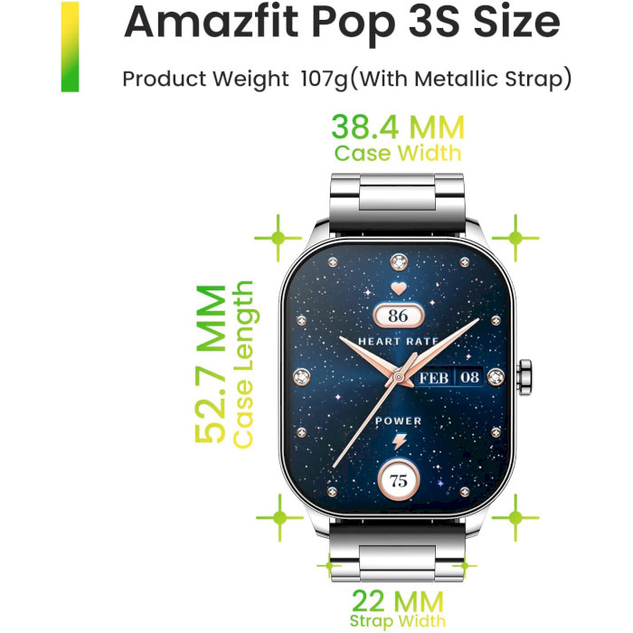 Смарт-годинник AMAZFIT Pop 3S Metallic 49mm Black (1051348)