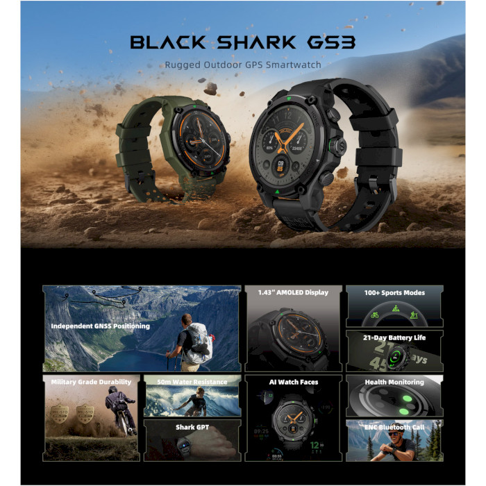 Смарт-годинник BLACK SHARK GS3 Black