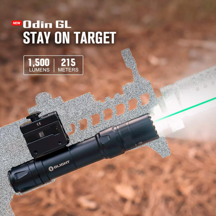 Ліхтар тактичний підствольний OLIGHT Odin GL P Green Beam Picatinny Black