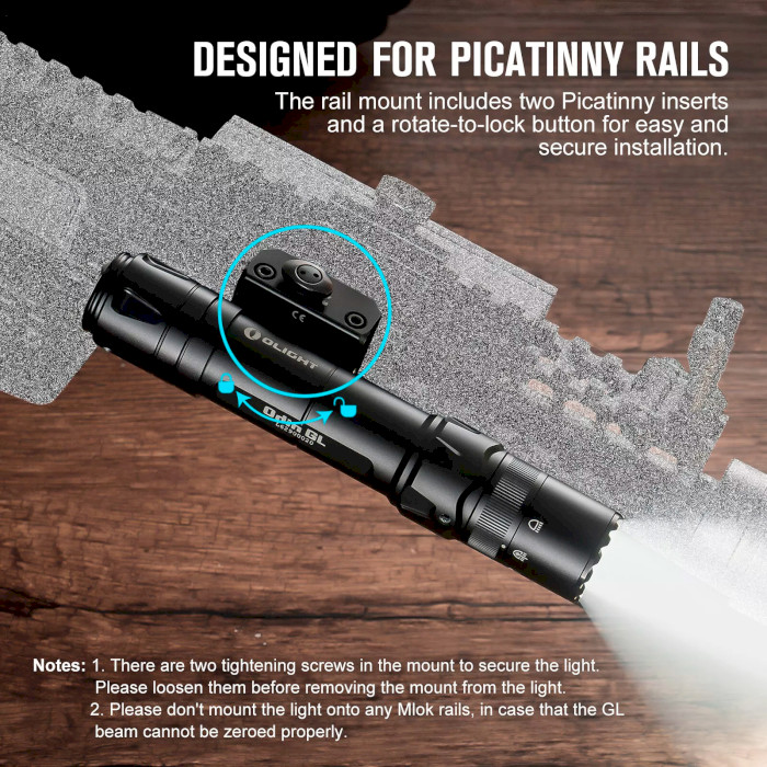 Ліхтар тактичний підствольний OLIGHT Odin GL P Green Beam Picatinny Black