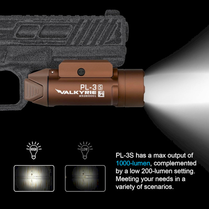 Ліхтар тактичний підствольний OLIGHT PL-3 Valkyrie Desert Tan