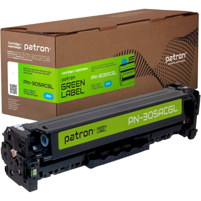 Тонер-картридж PATRON Green Label совместимый с HP 305A Cyan (PN-305ACGL)