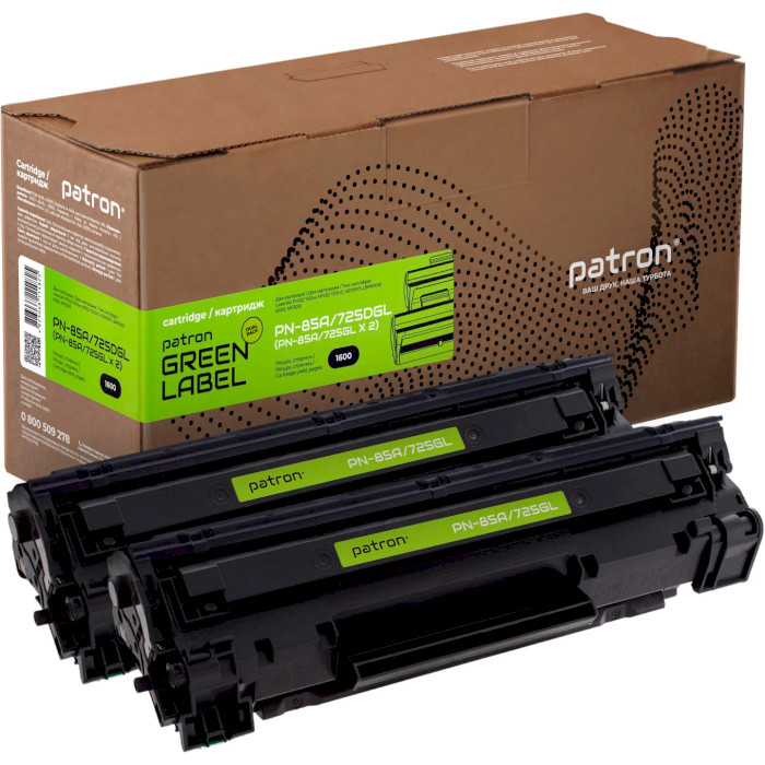 Тонер-картридж PATRON Green Label совместимый с HP 85A/Canon 725 Black DualPack (PN-85A/725DGL)