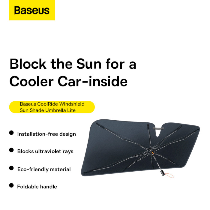 Сонцезахисна парасолька в авто BASEUS CoolRide Windshield Sun Shade Umbrella Lite Black (C20656101111-00)