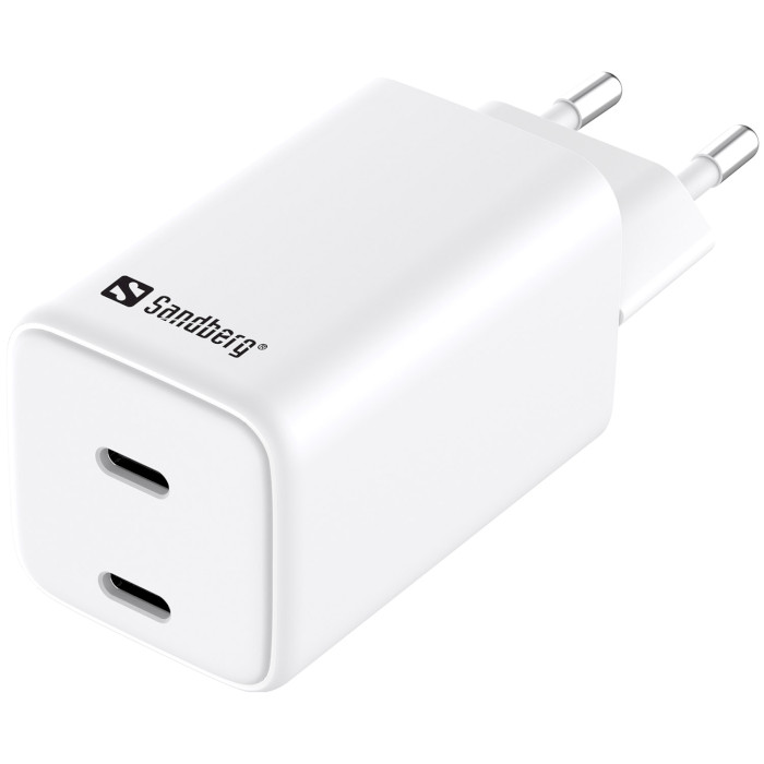 Зарядний пристрій SANDBERG Dual USB-C PD65W White (441-56)