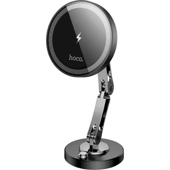 Автотримач з бездротовою зарядкою HOCO HW26 Jacques Metal Magnetic Wireless Fast Charging Car Holder Black Metal Gray