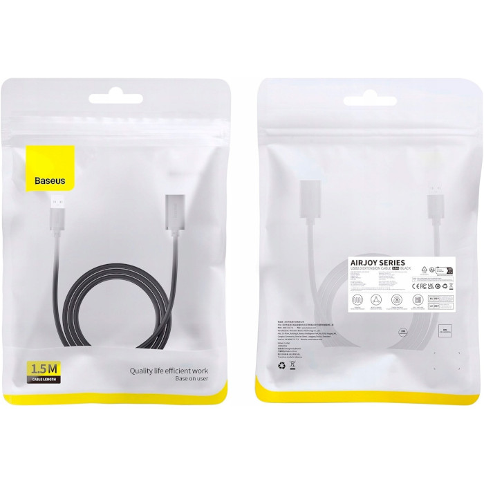 Кабель-удлинитель BASEUS AirJoy USB2.0 Extension Cable 1.5м Cluster Black (B00631101111-00)