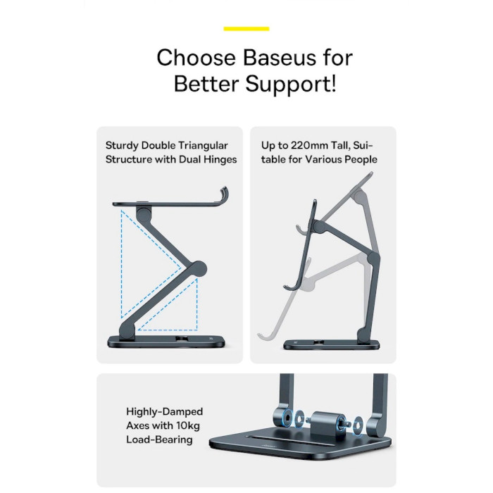 Підставка для смартфона BASEUS Desktop Biaxial Foldable Metal Stand for Phones Gray (LUSZ000013)