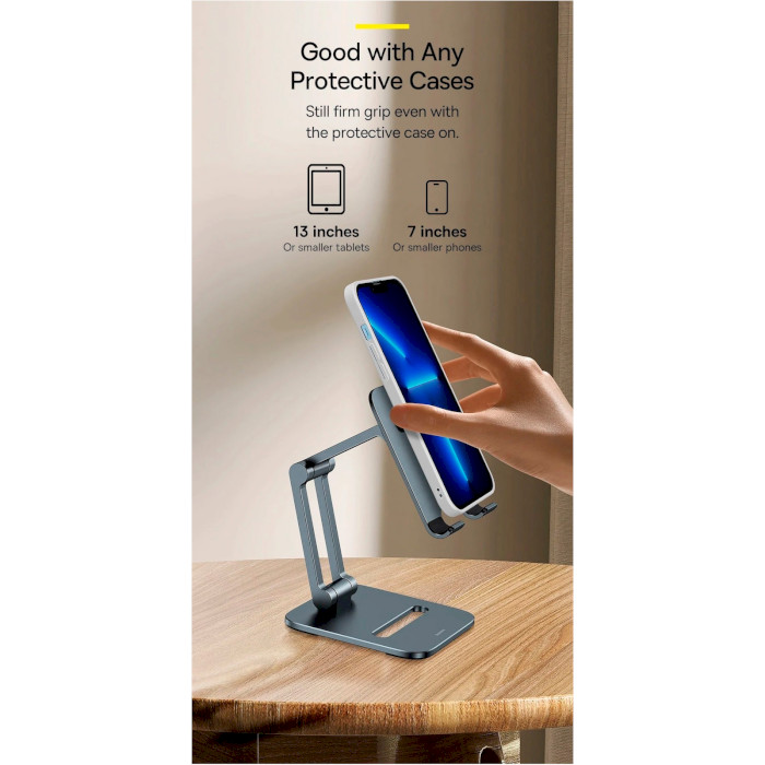 Підставка для смартфона BASEUS Desktop Biaxial Foldable Metal Stand for Phones Gray (LUSZ000013)