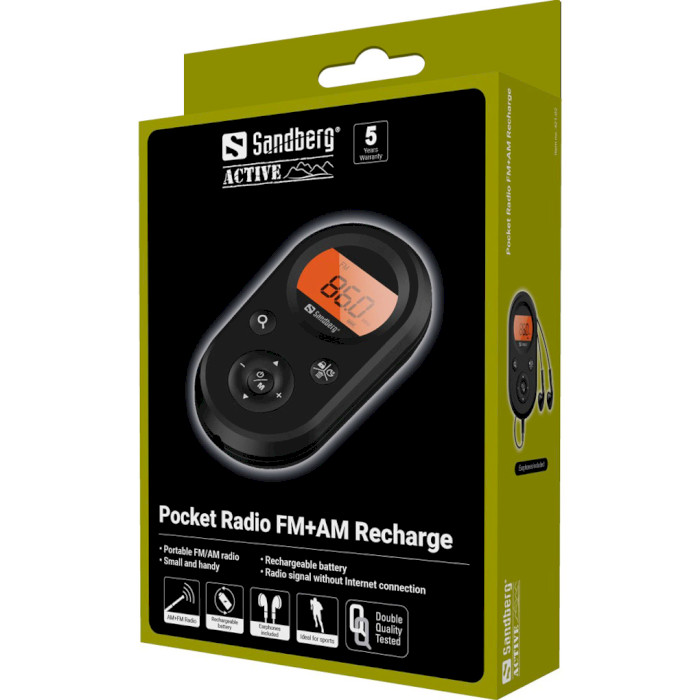 Портативний радіоприймач SANDBERG Pocket Radio FM+AM Recharge