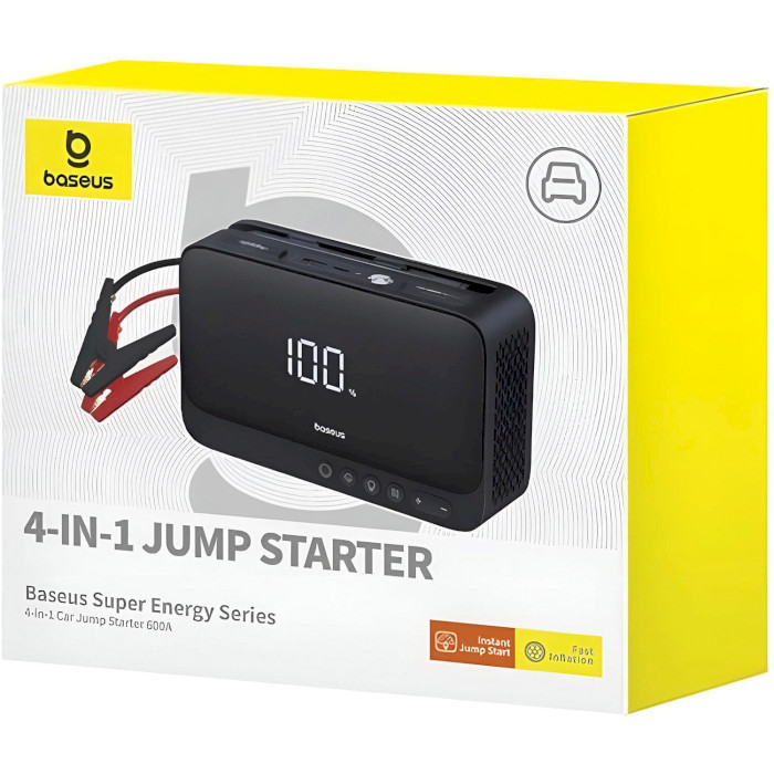 Портативний пускозарядний пристрій BASEUS Super Energy Series 4-in-1 Car Jump Starter 600A 3700mAh Cluster Black (C00245902111-00)