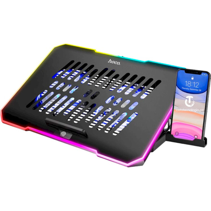 Подставка для ноутбука HOCO DH19 Cool RGB Notebook Cooling Stand Black