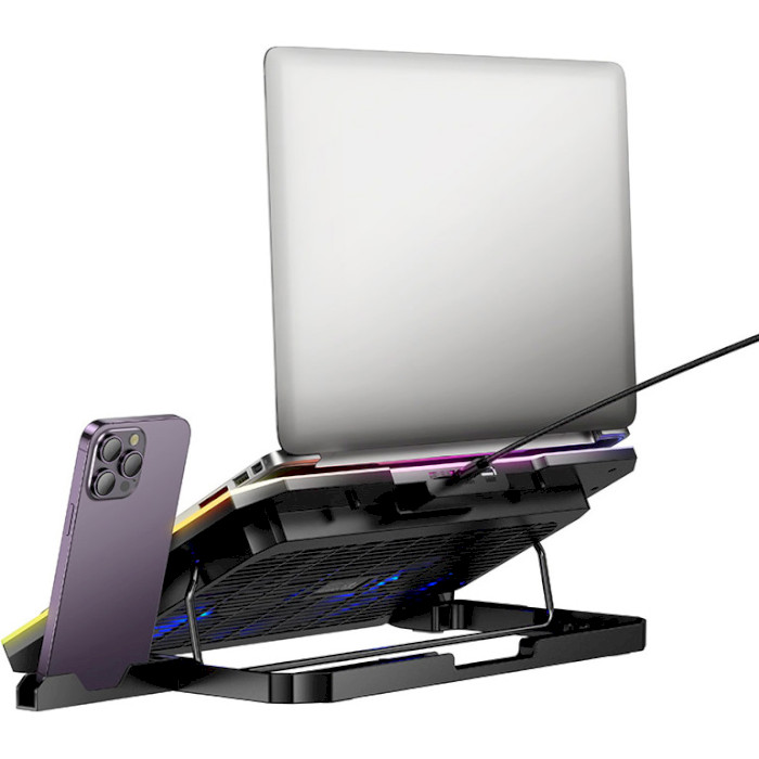 Підставка для ноутбука HOCO DH19 Cool RGB Notebook Cooling Stand Black