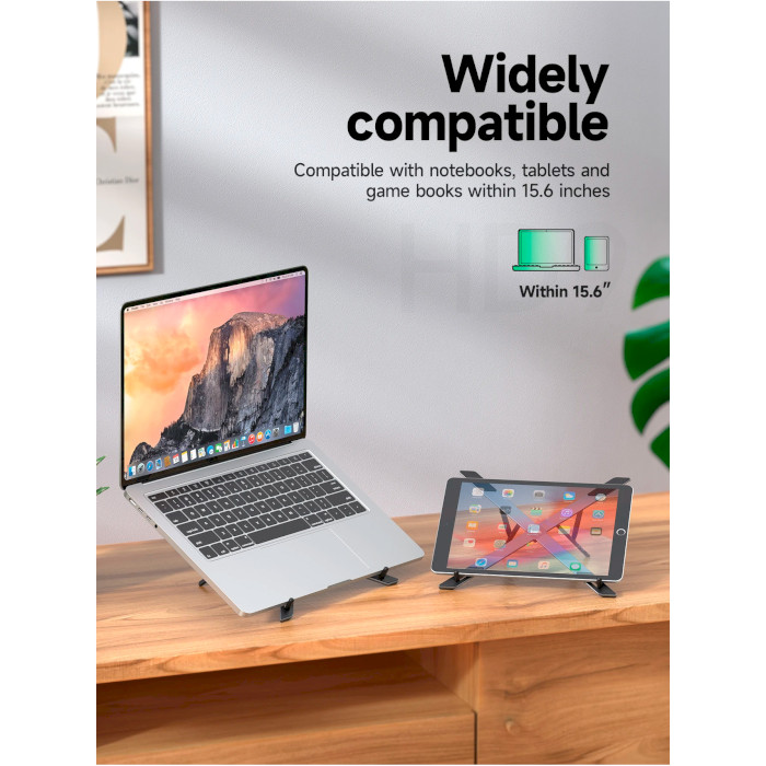 Підставка для ноутбука HOCO HD9 Action Metal Folding Notebook Holder Metal Gray