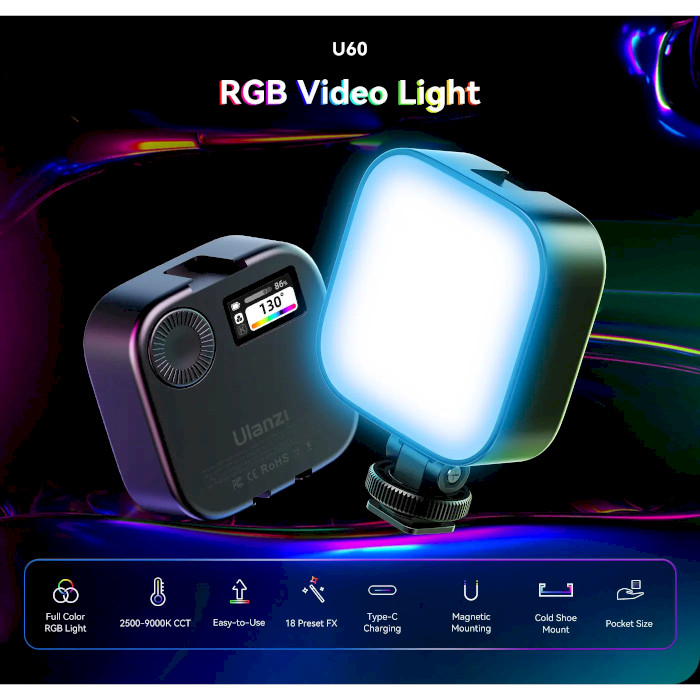 Підсвічування для відеозйомки ULANZI U60 RGB Video Light Black (L027GBB1)