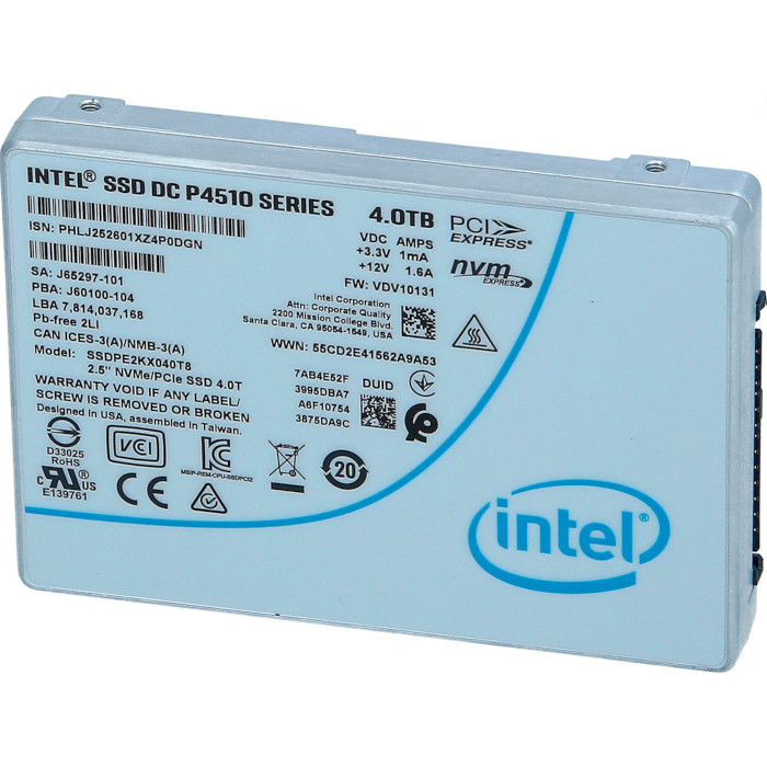 SSD диск INTEL DC P4510 4TB 2.5" U.2 15mm NVMe Bulk (SSDPE2KX040T801)