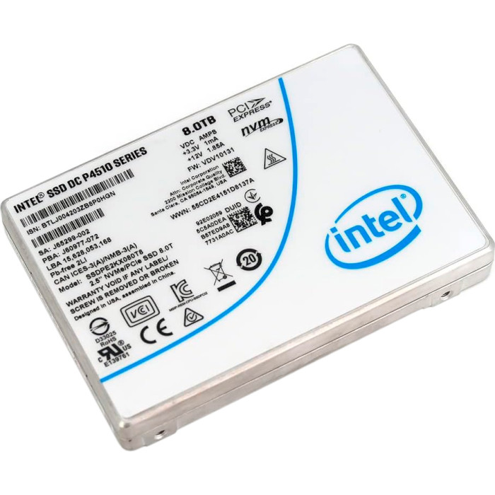 SSD диск INTEL DC P4510 8TB 2.5" U.2 15mm NVMe Bulk (SSDPE2KX080T801)